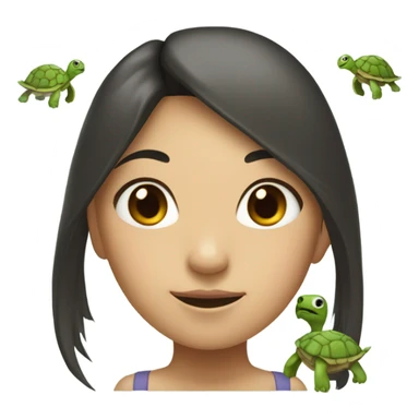asian girl head attached to turtle body sticker
