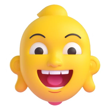 laughing emoji, yellow face, open mouth, smiling eyes, microsoft fluent style 3d sticker