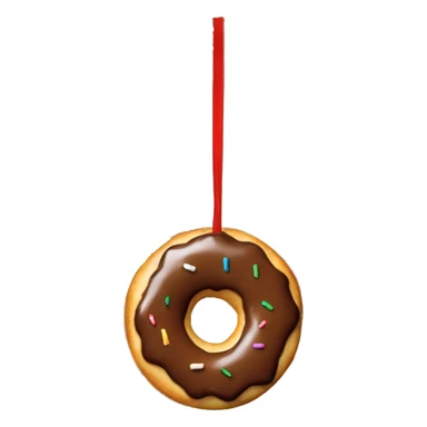 A donut is hanging on the Christmas tree sticker