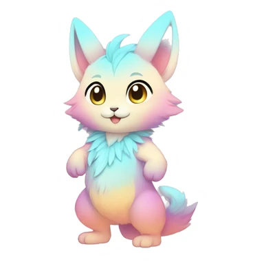 Anthro-Pastel-Gradient-Fur-Sona-Chibi-Shiny-Fakémon full body sticker