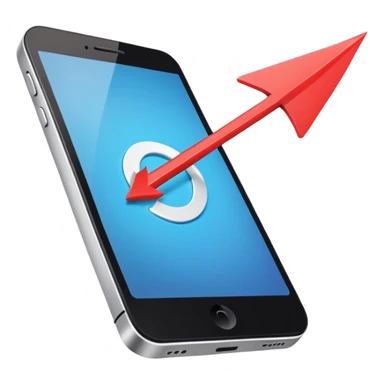 mobile phone and arrow coming out sticker