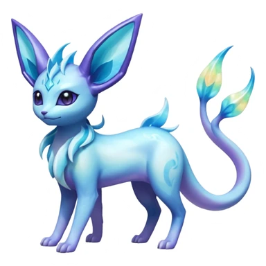 Shiny Nebulae Espeon-Lumineon-Vaporeon-Amaura-Glaceon-Dragonair-Fakémon-hybrid-creature (full body)  sticker