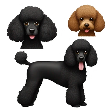 Brown poodle with black poodle sticker
