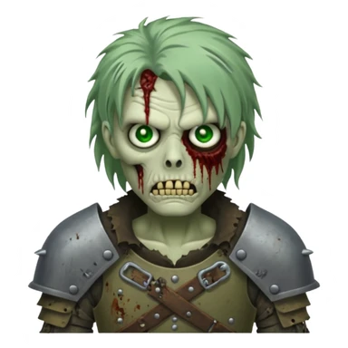 armoured zombie with hair sticker