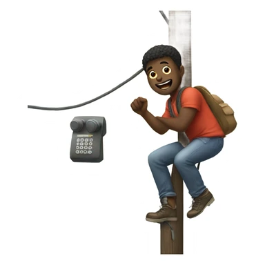 Black guy climbing a telephone pole  sticker