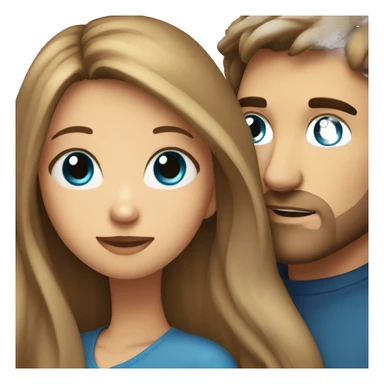 Pretty girl with long light brown hair and blue eyes hugging man with dark hair sticker