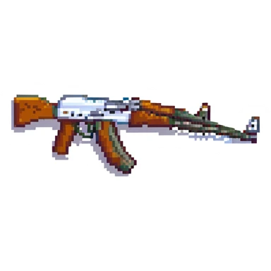pixel art AK-47 assault rifle, no background sticker