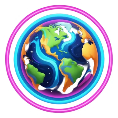 Neon earth sticker