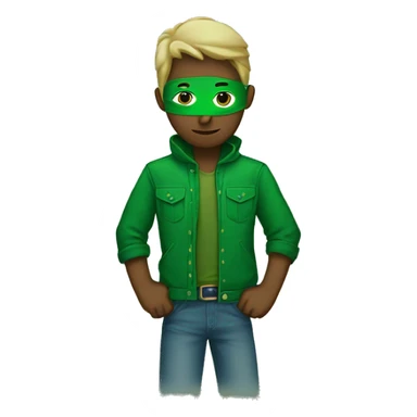 A Dude masked with a green bandana, wearing a green jacket sticker