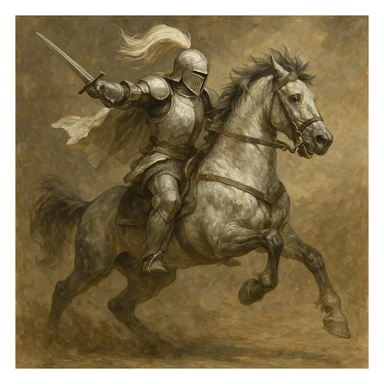 white warrior with a horse, detailed, dynamic pose sticker
