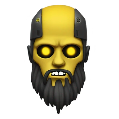 black metal cyborg head with yellow beard sticker