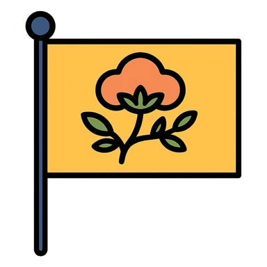 flag with intertwined cotton and tree branches forming a pattern, minimalistic sticker