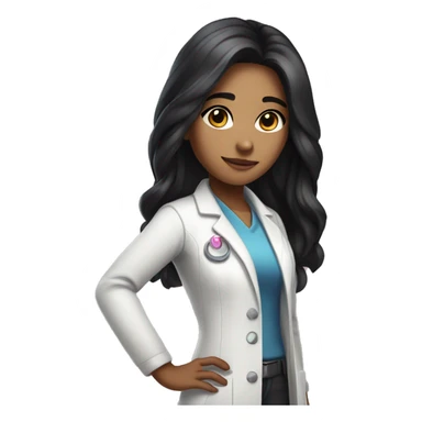 Young beautiful female idol scientist with long black hair and medium skin tone with pink accents sticker