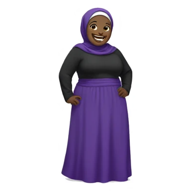 Standing chubby black Hijabi in purple laughing  sticker