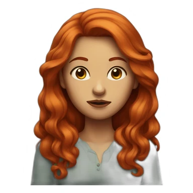 womam with long redhair indignant, small eyes sticker
