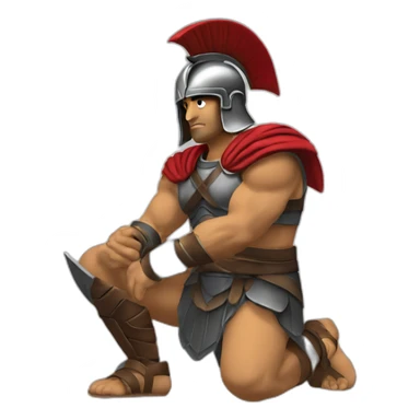 spartan warrior kneeling sticker