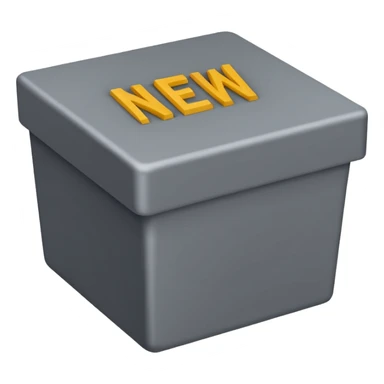 create the word " NEW" In grey color square shape box in capital letter sticker