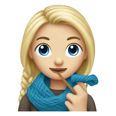 Blue eye blonde girl knitting scarf sticker