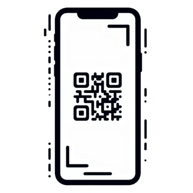 smartphone displaying QR code on screen sticker