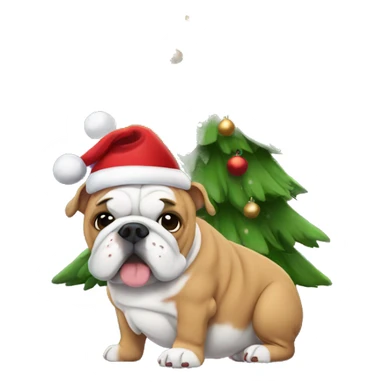 bulldog with christmas tree sticker