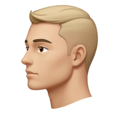 person's jawline from a side angle, pronounced masculine jawline, neutral expression sticker