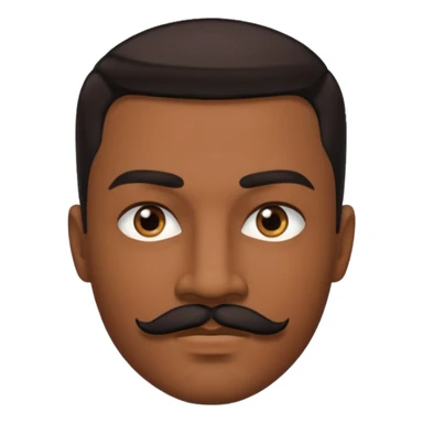 someone with brown hunter eyes, black slicked back hair , great jawline , and a mustache + goatee combo sticker