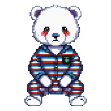 bear in striped pajamas sitting sticker