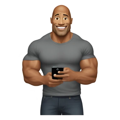 dwayne johnson with a mobile phone sticker