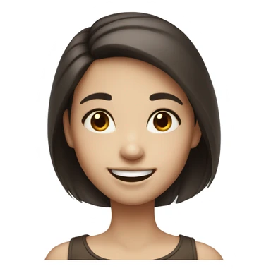 white Skin smiling girl with dark brown hair  sticker