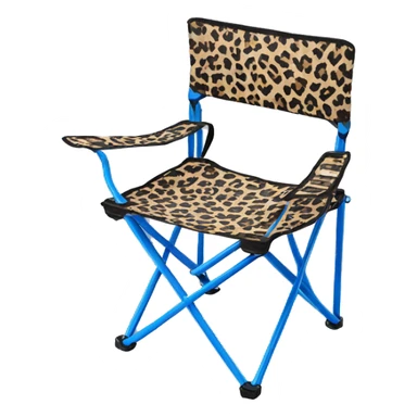 Realistic blue and leopard print pattern camping folding chair isolated.  sticker