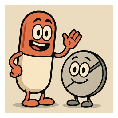 capsule and tablet icon, outlined, easy to recognize, flat toon style sticker