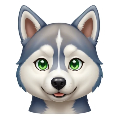Cute Husky, blue tips haircut, green/brown eyes sticker