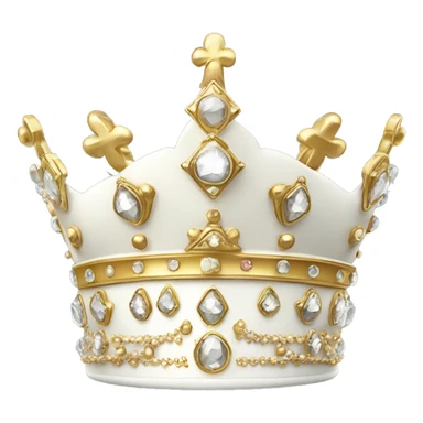 Fancy white crown with gold jewels isolated sticker