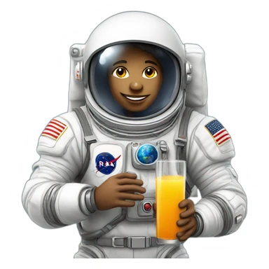 astronaut holding juice sticker