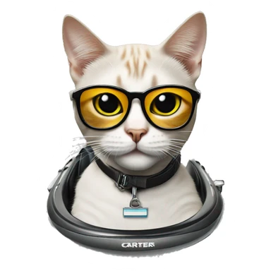 Cat wearing cartier frames while driving a jetski on concrete sticker