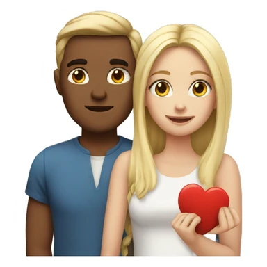 couple with heart, blond girl and a brow man sticker