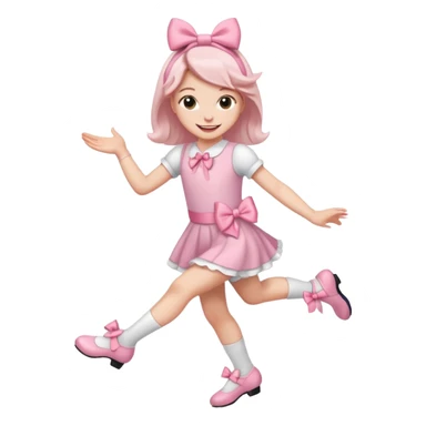 smiling with kicking feet and light pink bow  sticker