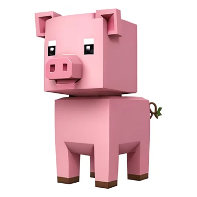 minecraft pig full body pink blocky animal square head square body sticker