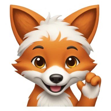 fox greeting with waving paws sticker