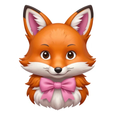 fox, pink bow, portrait, bust up sticker