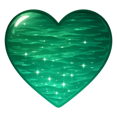 heart with a sparkling emerald lake, clean digital illustration, no background sticker