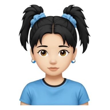 Teen girl with scrunchie ponytail black hair sticker