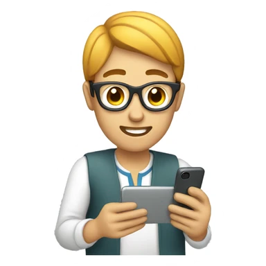 person  testing mobile app sticker