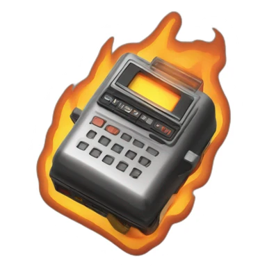 retro beeper on fire sticker
