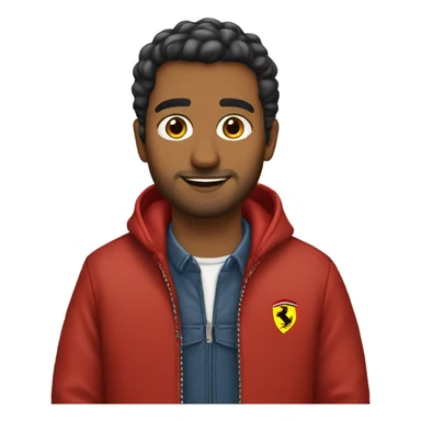 A brown Arab man with a Ferrari jacket sticker