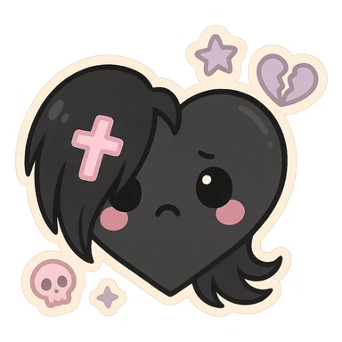 pastel emo black object   sticker