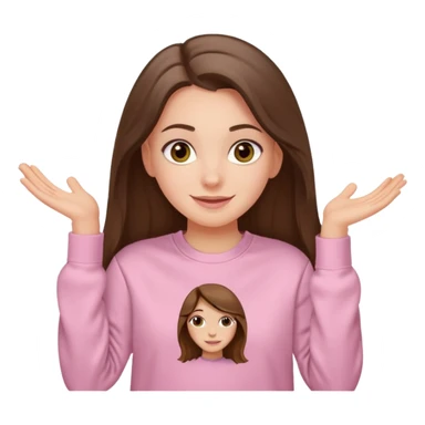 happy white long brunette hair girl with hazel eyes and in light pink USC sweatshirt sticker