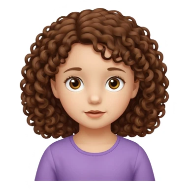 3yr old girl little curly brown hair brown eyes sticker