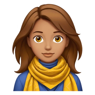 woman with brown hair wearing yellow Pathfinder scarf on neck sticker
