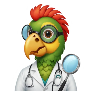 Parrot doctor with head mirror and mask.
 sticker